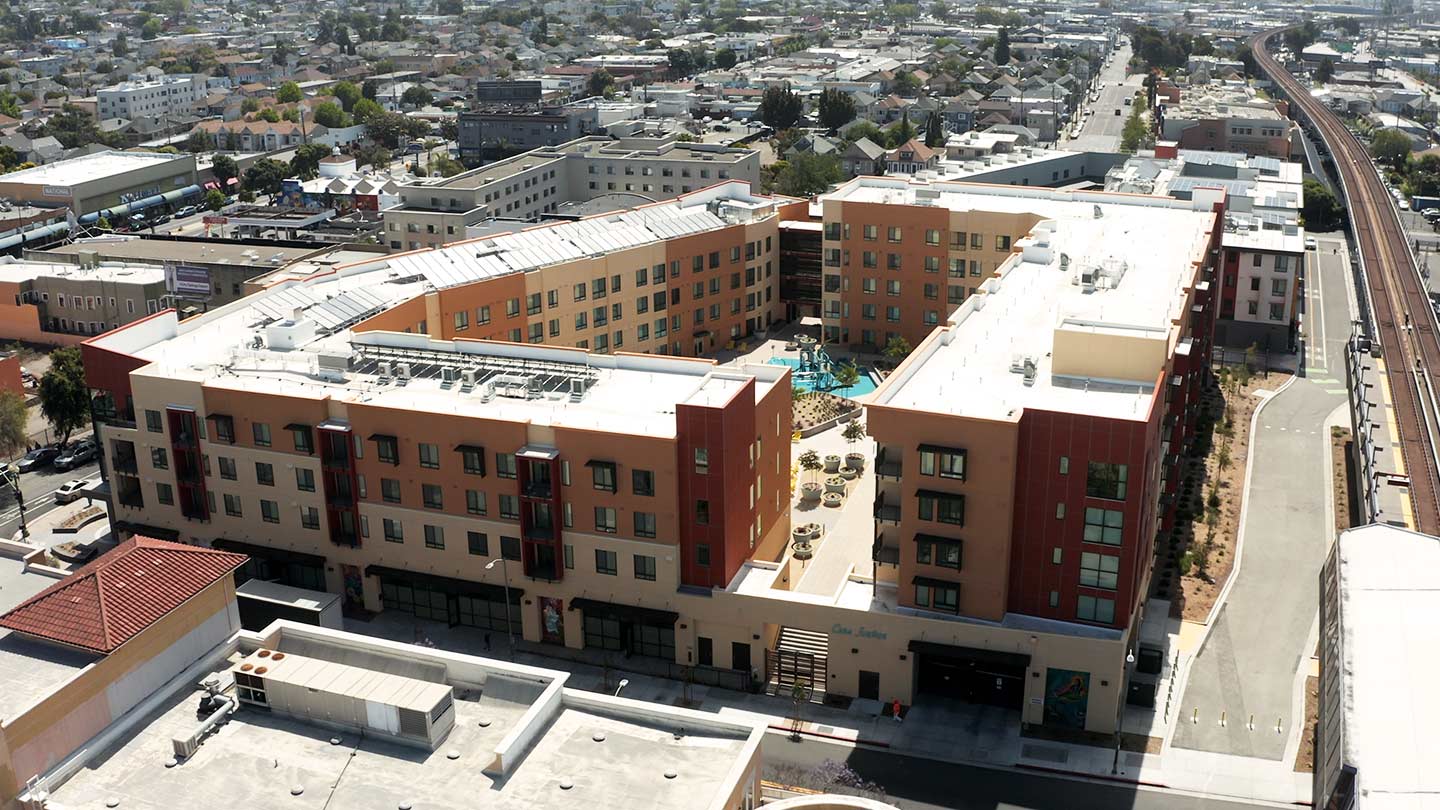 Aerial view of apartment complex