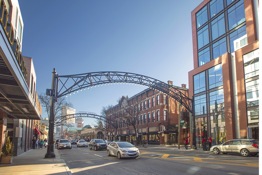 The iconic Short North Arches over High Street. Columbus, Ohio